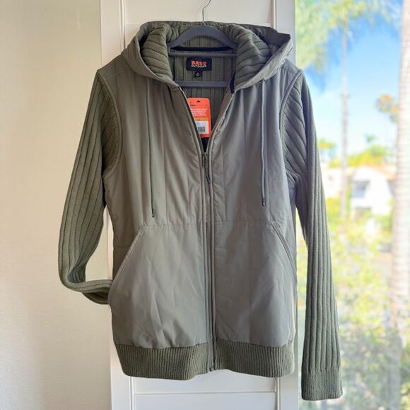 Bass Outdoor Full Zip Hoodie Sweater Jacket in Deep Lichen Green size Small NWT - Picture 4 of 13
